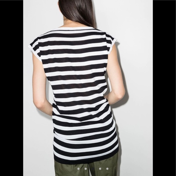 BALMAIN Long sleeveless logo print T-shirt, singlet, vest, striped T-shirt - Picture 2 of 8